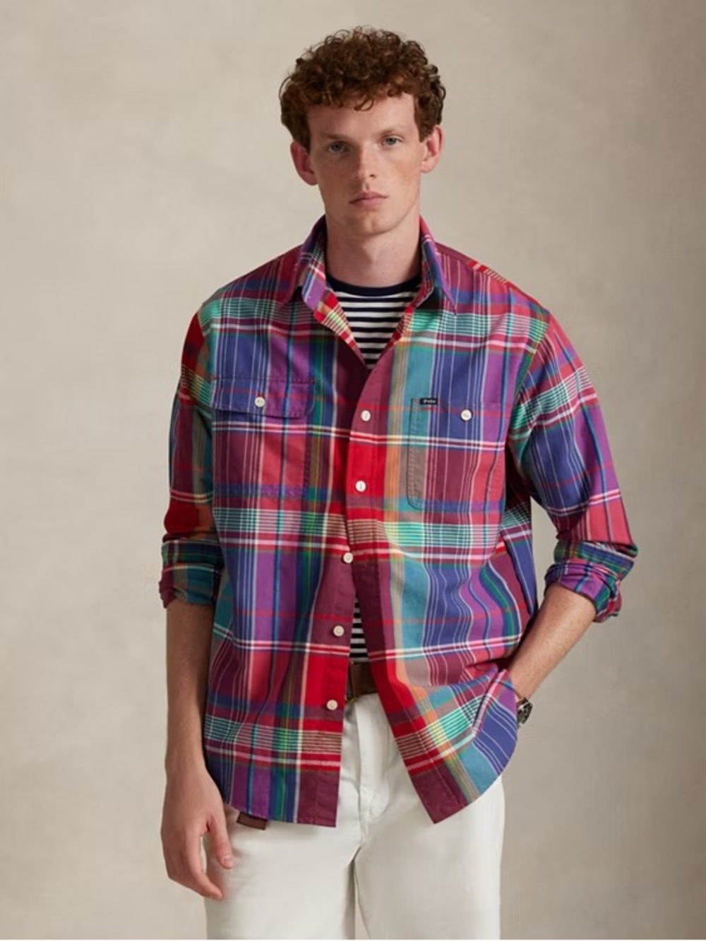 Polo Ralph Lauren Linen Plaid Shirt NWT Mens S Classic Fit